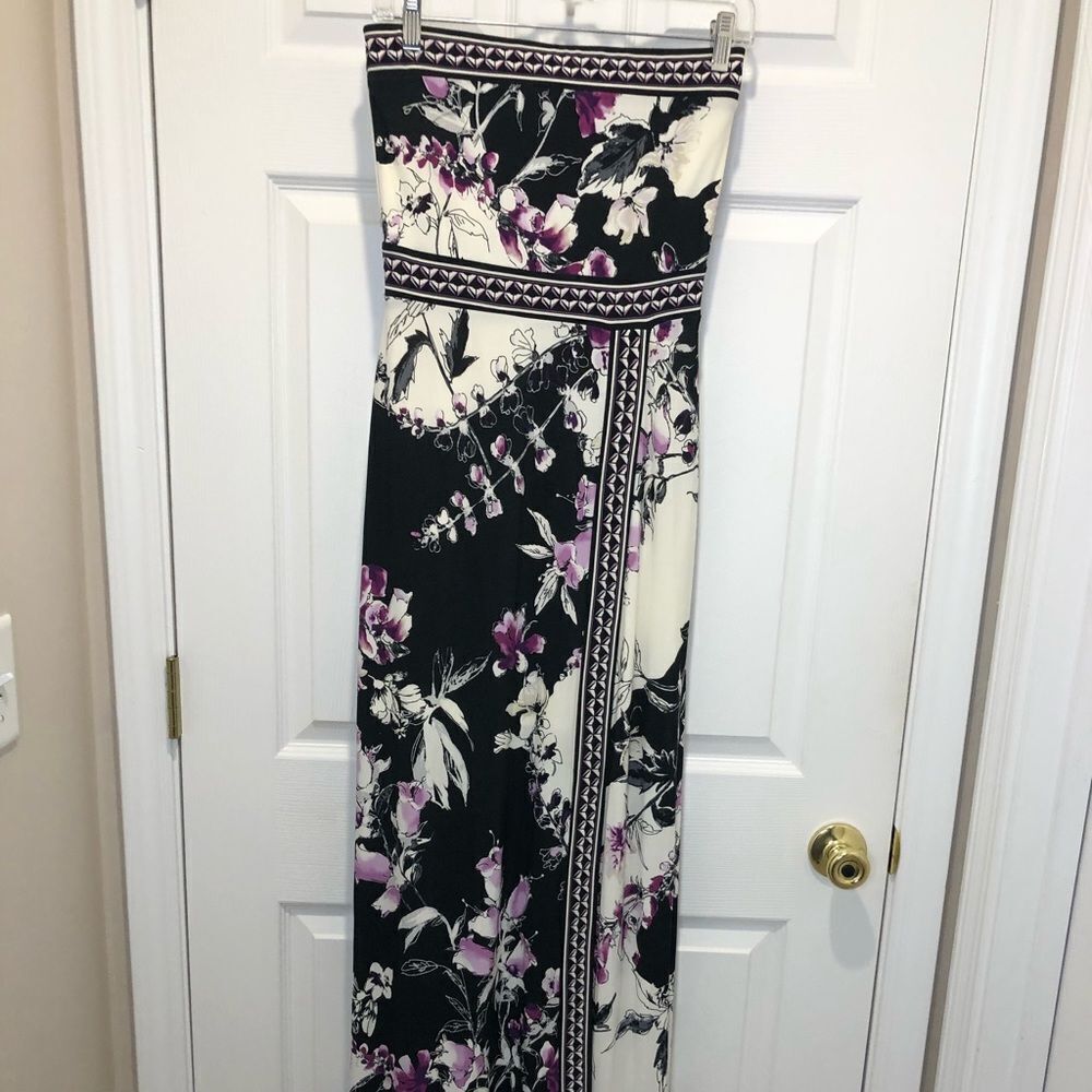 White House Black Market strapless bodycon floral maxi dress size xxsmall - Picture 2 of 16